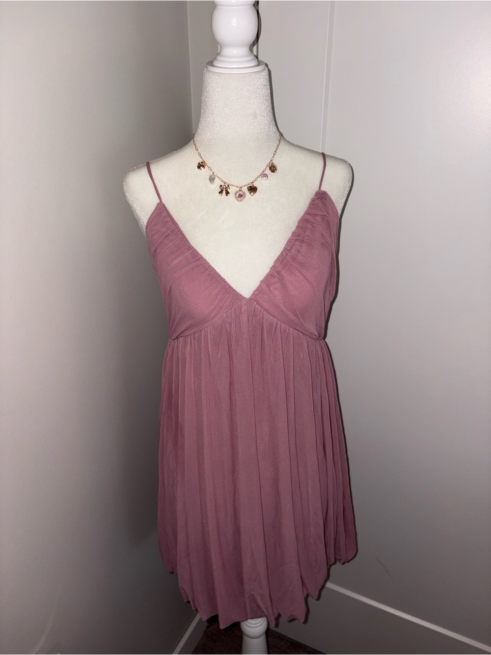 Women's Dusty Rose Spaghetti Strap V-Neck dress